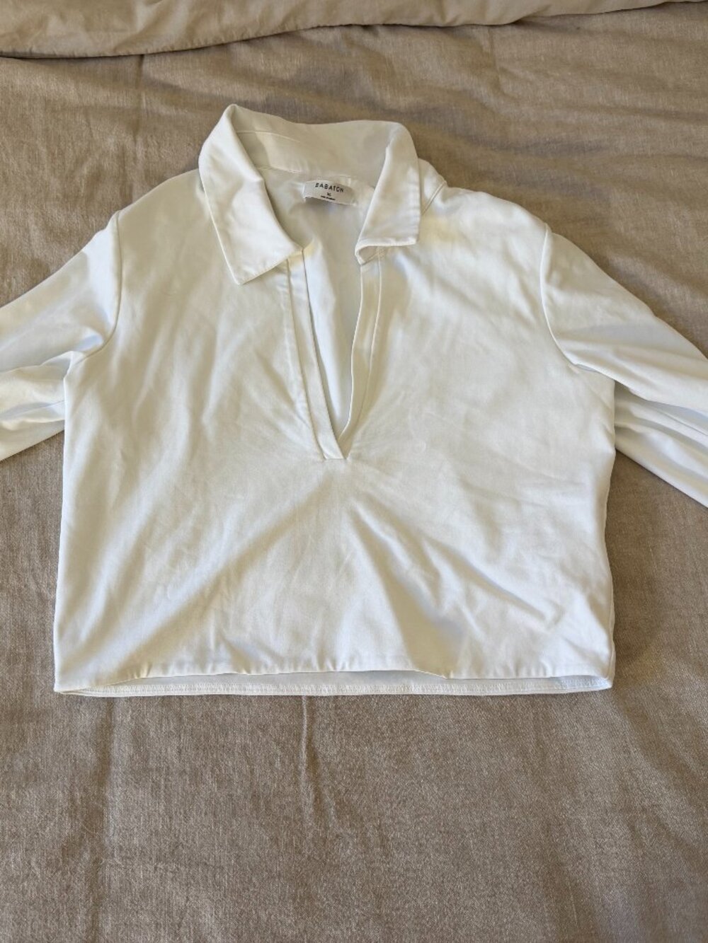 Aritzia White Collared Crop Top